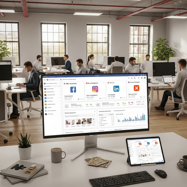 Wielokanałowość na sterydach: Jak jeden AI Social Media Manager zarządza FB, IG, LI i X jednocześnie.